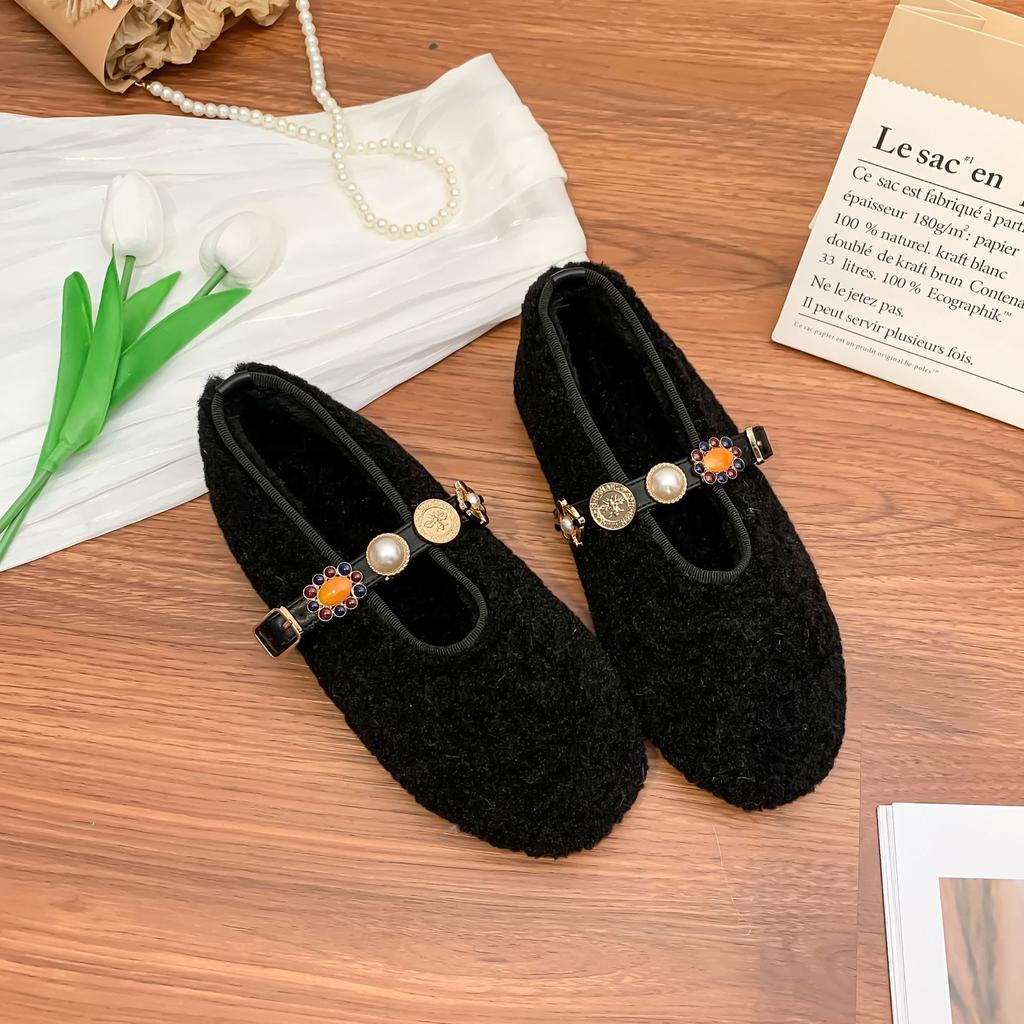 Retro gold coins with thick soles, fluffy shoes for women, high-end fashion and versatile casual shoes for women, women's shoes for women