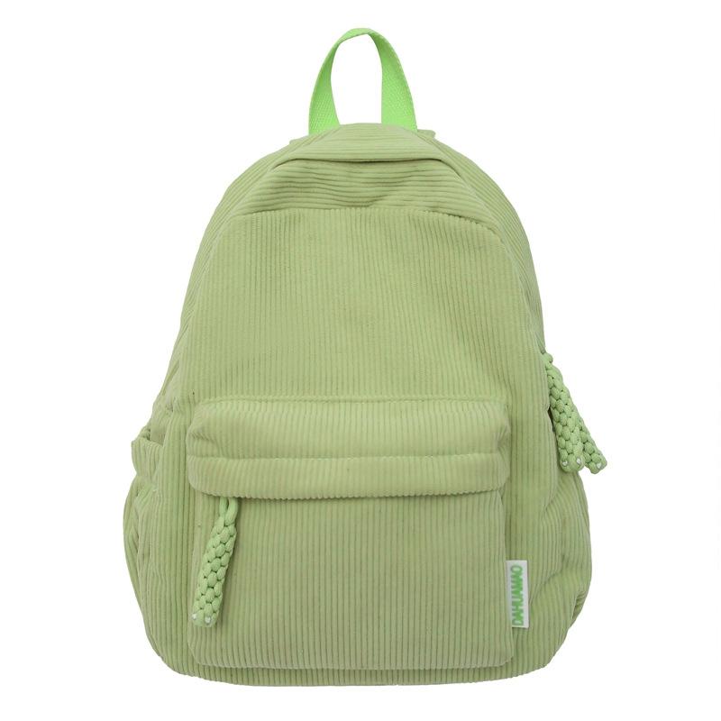 

Bags, schoolbags, simple and universal new large-capacity corduroy backpacks, solid color travel зелёный