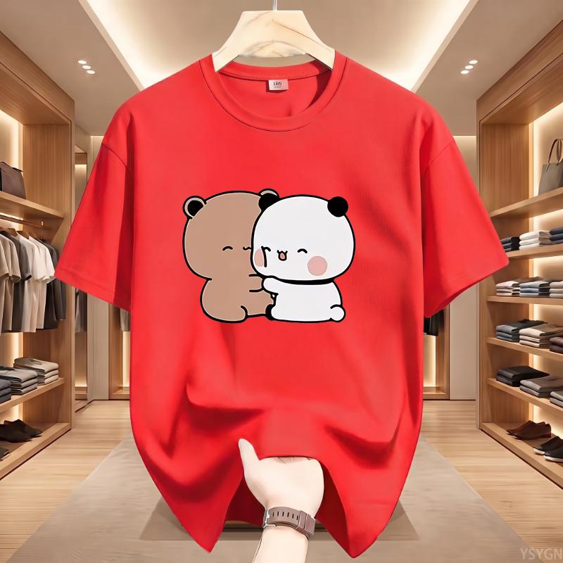 Panda Bear Bubu Dudu Love Hug Graphic T Shirts Harajuku Cartoon Short Sleeve Tshirt Kawaii Fashion Oversized Tshirts Unisex