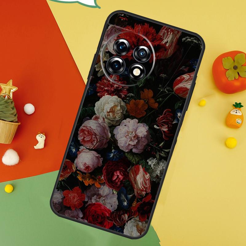 Midnight Floral Back Case For OnePlus 15 13R 13 13T 12 12R 11 10 10T 8T Nord CE 5 2 3 4 Lite N20 N30 Cover