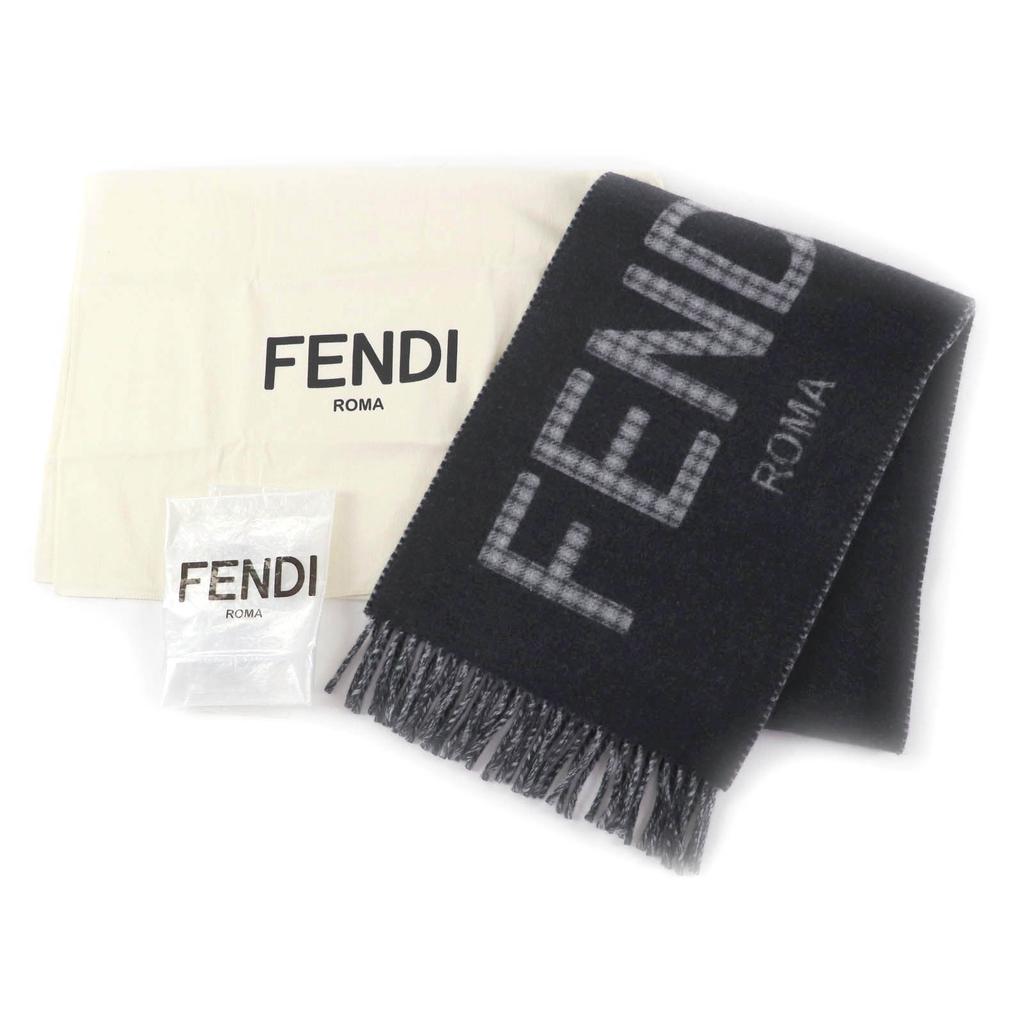 Excellent FENDI Scarf Charcoal gray wool Women FXT334 Used