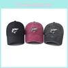 Neutral Wash Cotton Vintage Shark Embroidered Baseball Cap With Strap Adjustable