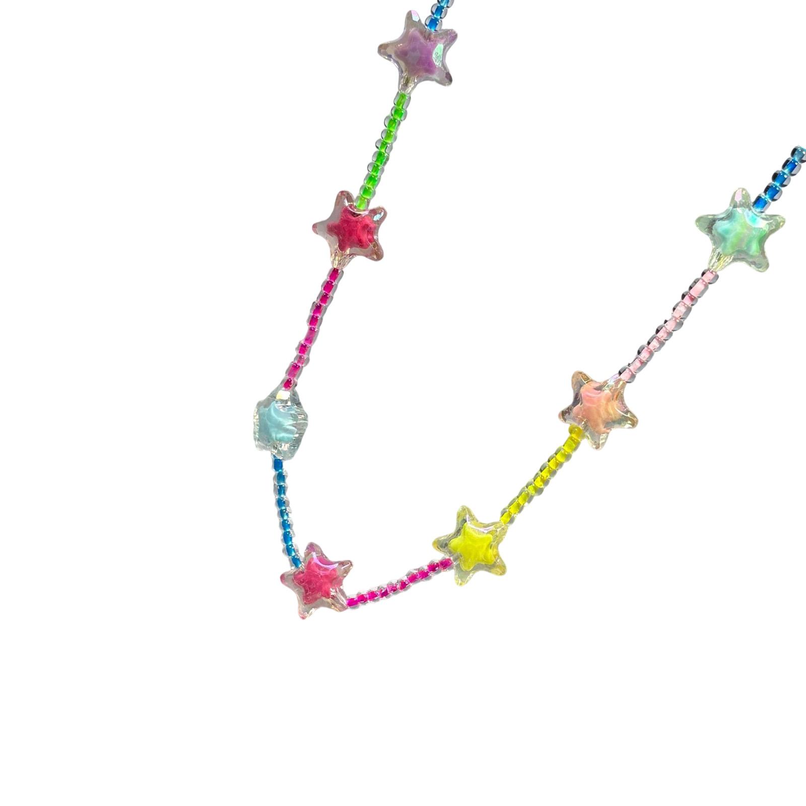 

Красочное ожерелье с подвеской в виде звезды из бисера, модный дизайн 2025 года, цепочка на запястье, легкий аксессуар для вечеринок и повседневной носки 6