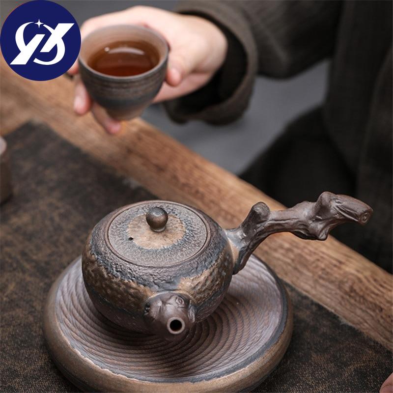 Ceramic Antique Dead Wood Side Handle Teapot Portable Kettle Handmade Tea Pot Tea Cup Drinkware Kung Fu Tea Set
