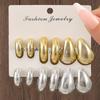 3 Pairs Fashion Glossy Waterdrop Earring Set Chunky Elegant Teardrop Studs for Christmas Gift for Girls