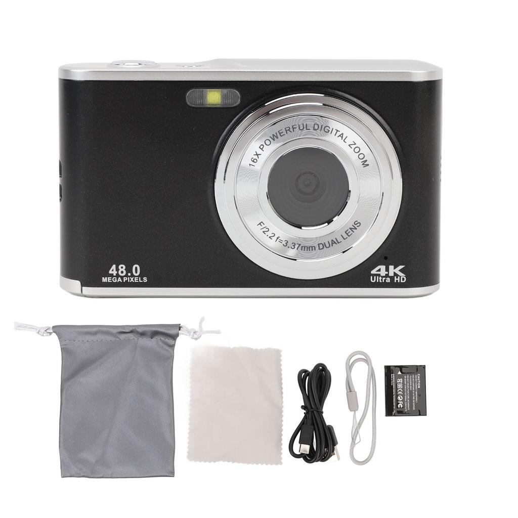 4K Digital Camera 2.8in IPS Screen 48MP Autofocus Kids Selfie Camera with Front Rear Dual Camera 16X Digital Zoom for