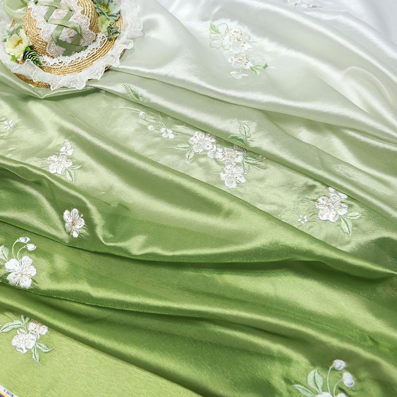 1M Flower Embroidery Gradient Tulle Fabric Flowing Lace Chiffon Fabric For Diy Sewing Chinese Style Hanfu Shirts Stage Costume