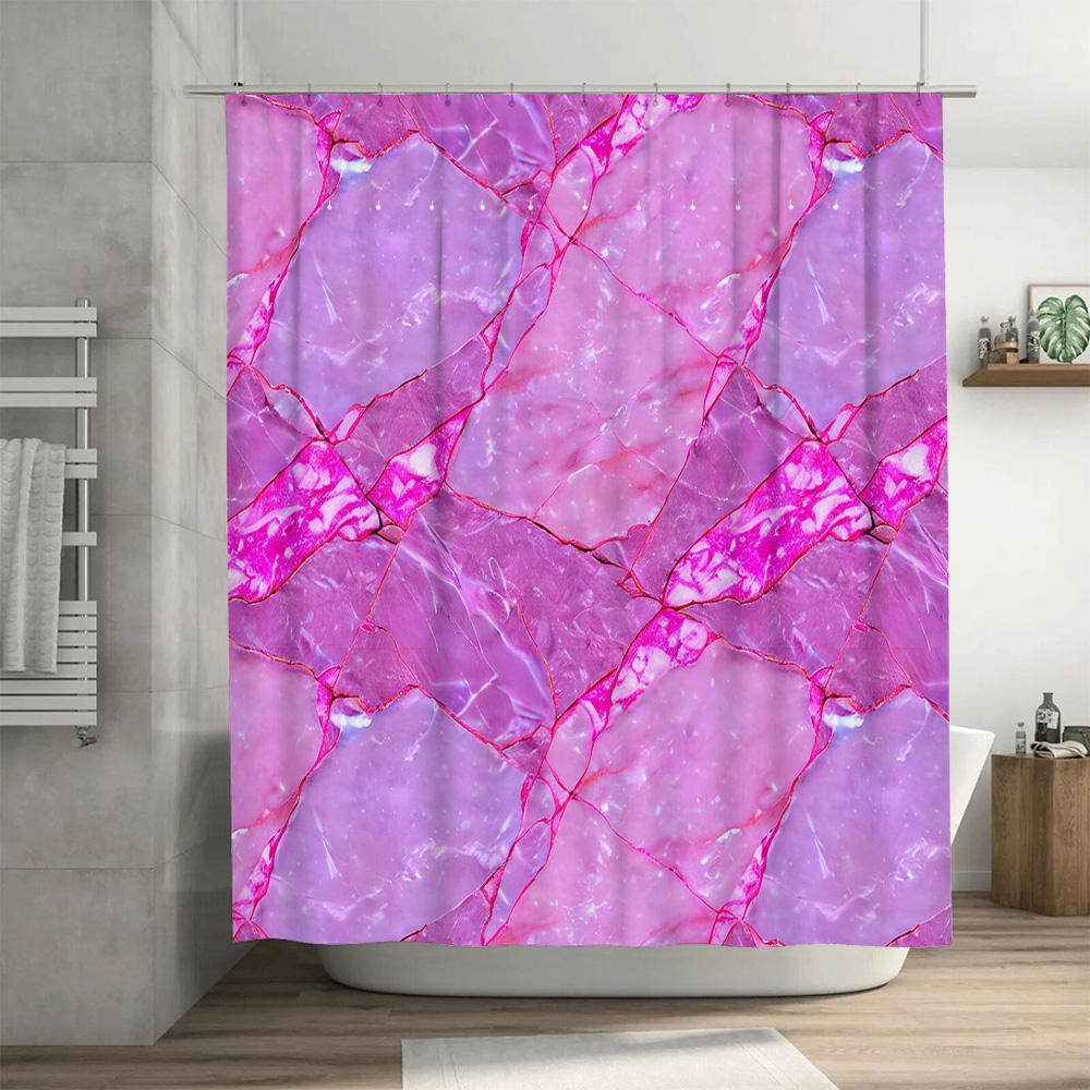 Pink Marble Print Shower Curtain Waterproof Bath Decor Modern Floral Decorative Bathtub Liner Pink Purple Red Gold White 72x84 i