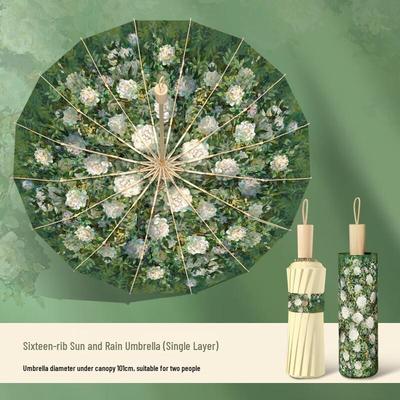 OIMG Chinese Style Oil Painting Foldable Umbrella