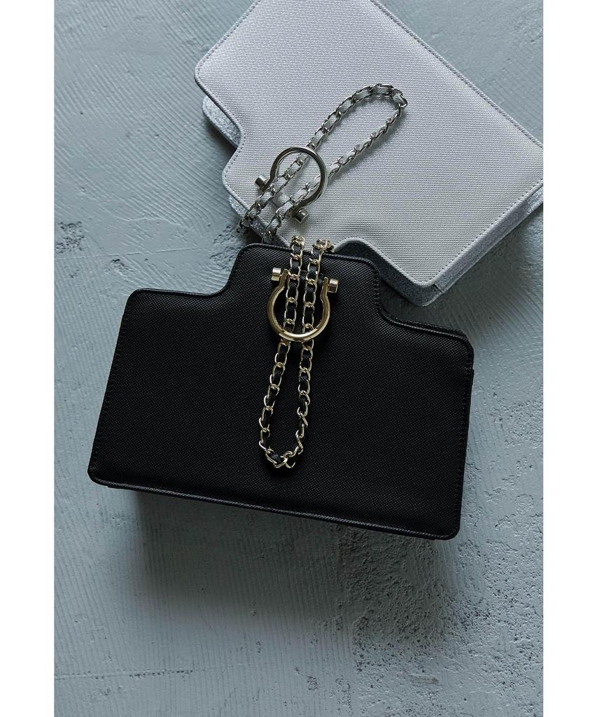 [niana] Eckige Tasche mit Kettenhenkel, Partytasche, Clutch, Handtasche, Grau, F