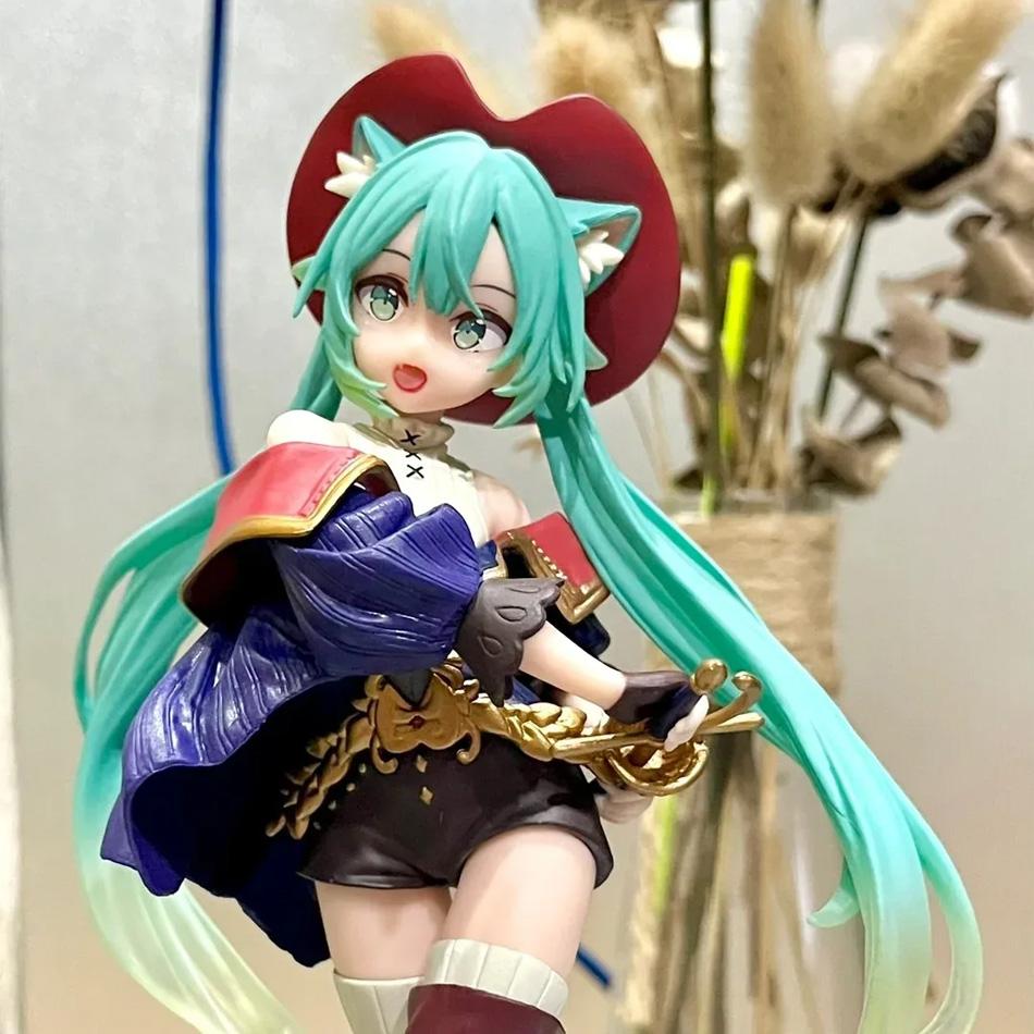 Anime Hatsune Miku Figure Fairy Tale Wonderland Hatsune Miku Puss In Boots Kawaii Action Figures Adult Collection Model Toy Gift