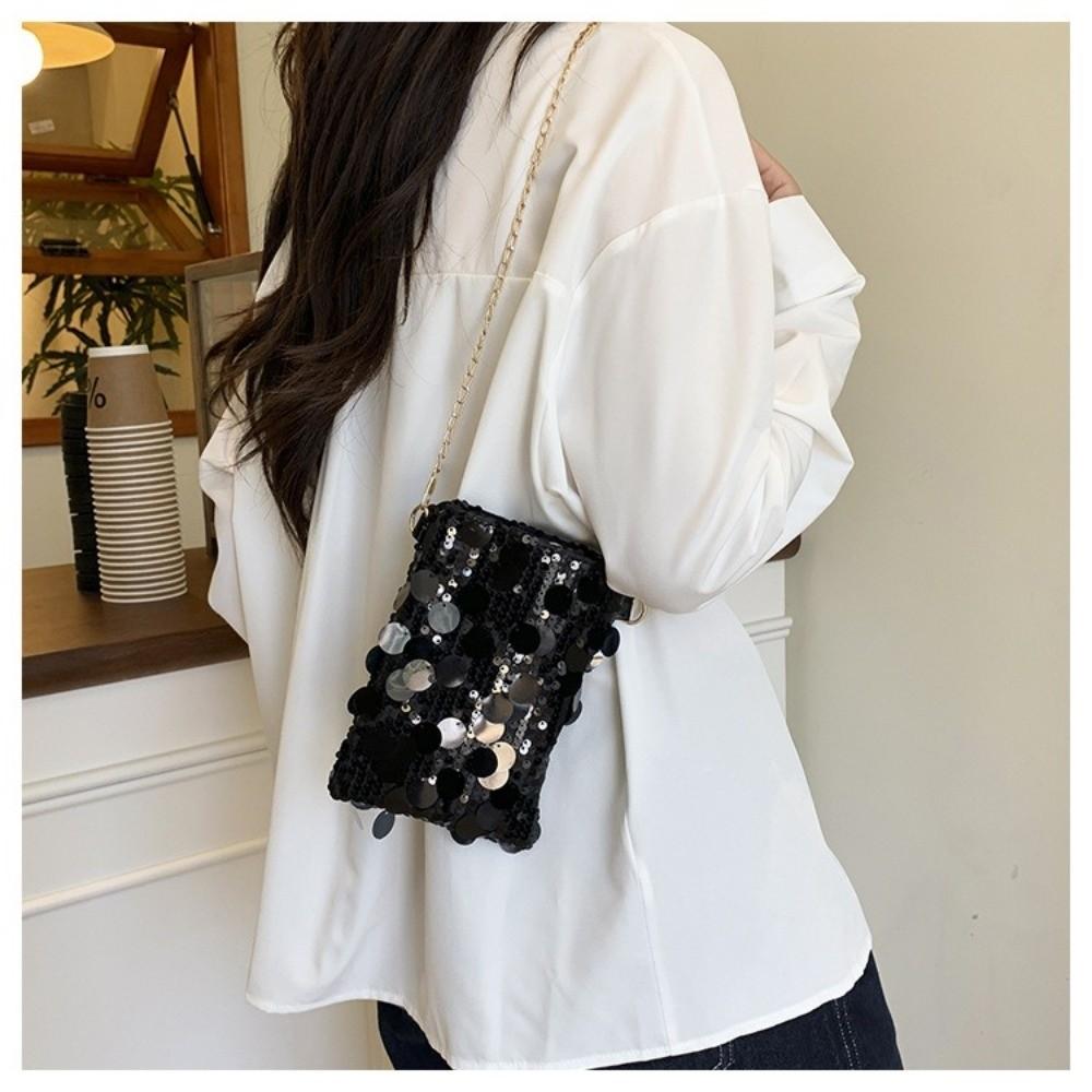 Fashion Portable Sequined Shoulder Bag Large Capacity Multifunctional Phone Purse Chain Crossbody Bag Women