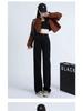 Women's High-Waisted Black Jeans - Slimming Petite Fit, Straight-Leg Style for Spring & Autumn 2025