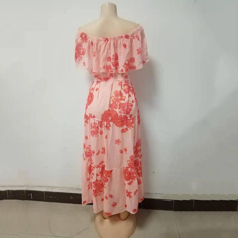 Elegant Bodycon Sexy Women's Off Shoulder Dress for Women 2022 Summer Floral Maxi Boho Party Dresses Woman Robe Femme Ladies