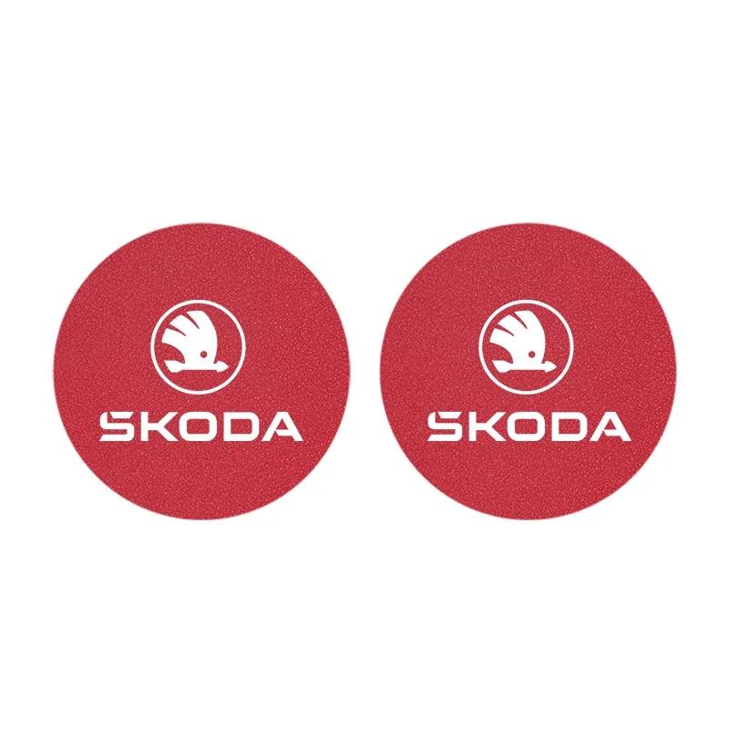 

2Pcs Car Auto Cup Holder Anti Slip Coasters Pad Interior Accessories For Skoda Octavia Fabia Superb Yeti Enyaq Rapid Kamiq Karoq FMP-Red