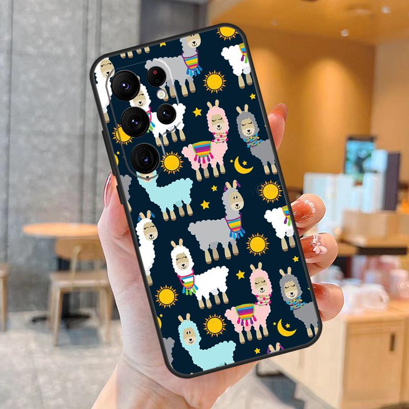 Cute Llama Phone Case For Samsung Galaxy S25 S24 S23 S21 S20 S22 Ultra S9 S10 Plus S25 FE Back Cover