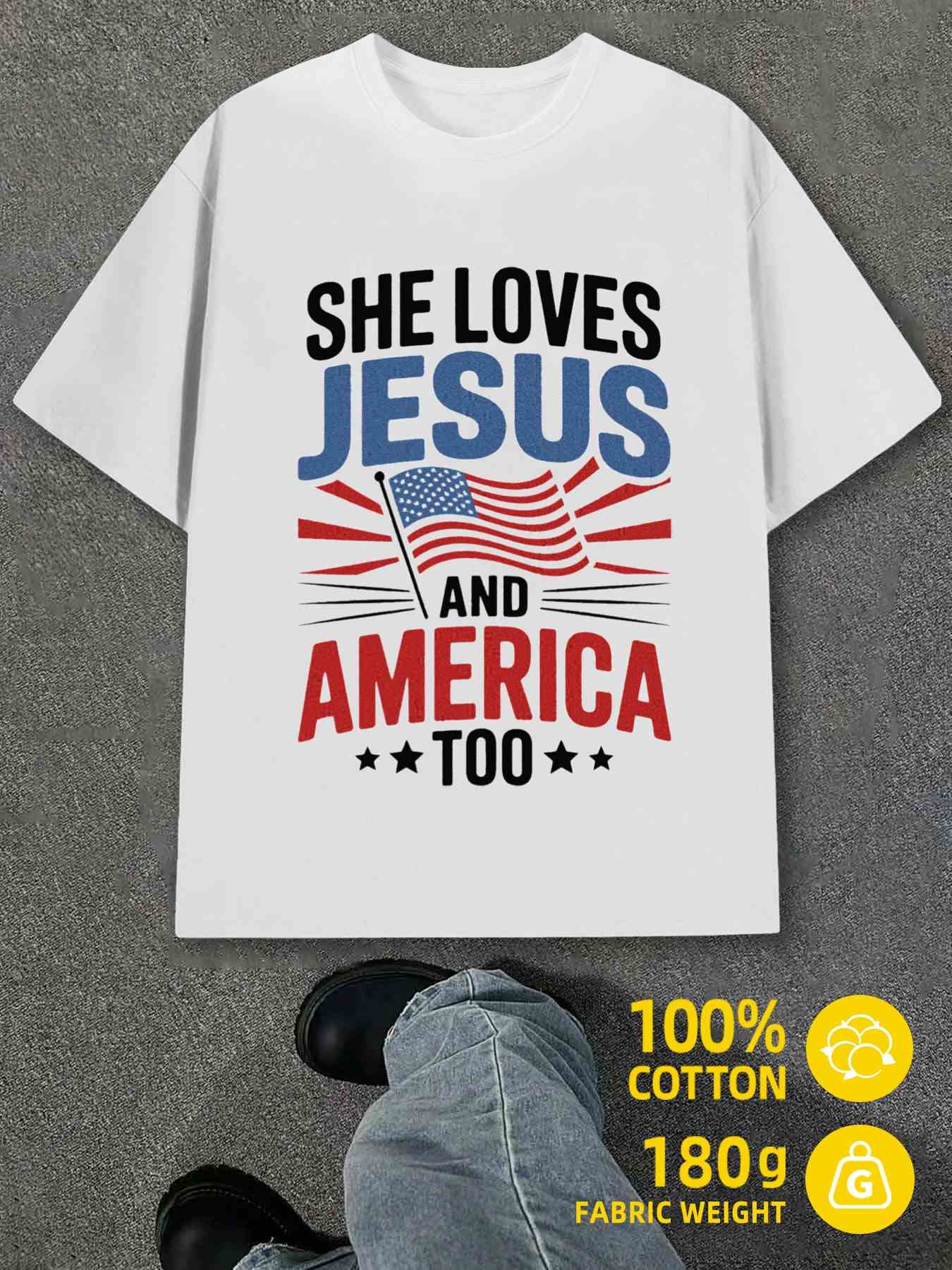 Men s T-Shirt Y2K American Faith 100 Cotton White 4XL