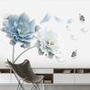 Große Blau-Weiße Blume Lotus Schmetterling Abnehmbare Wandaufkleber 3D Wandkunst Decals Heimdeko Wandbild für Wohnzimmer Schlafzimmer Küche