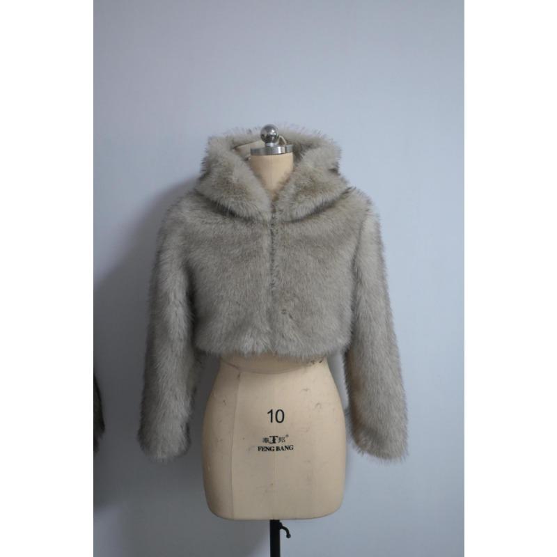 Imitation Fur Coat Autumn Winter Fashion Women's New Short Fur Coat Small Hooded White Coat