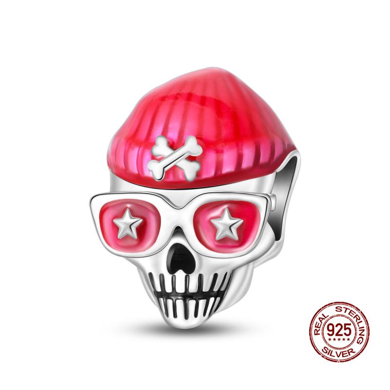 New In Fashion Copper Luminous Skull Charms Beads Fit Original 3Mm Charm Bracelet Bangle Diy Gift Jewelry