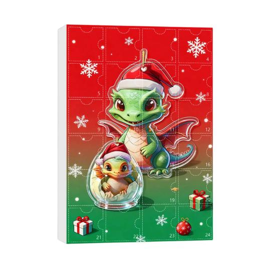 

Christmas Countdown Calendar Advent Box 24-Day Mini Cute Flying Dragon Ornament Multifunctional Holiday Decoration for Kids Family Home Car H