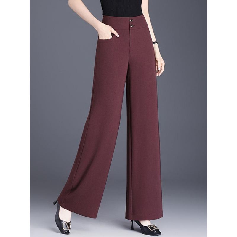 

Брюки прямого кроя из ледяного шелка, повседневные брюки широкого кроя, летние брюки-костюм длиной до щиколотки, тонкий стиль, чтобы вы выглядели стройнее L красный