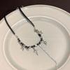 Sweet Cool Star Fringed Leather Rope Choker Y2K Hip Hop Collarbone Chain Light Luxury Accessories For Women Babes
