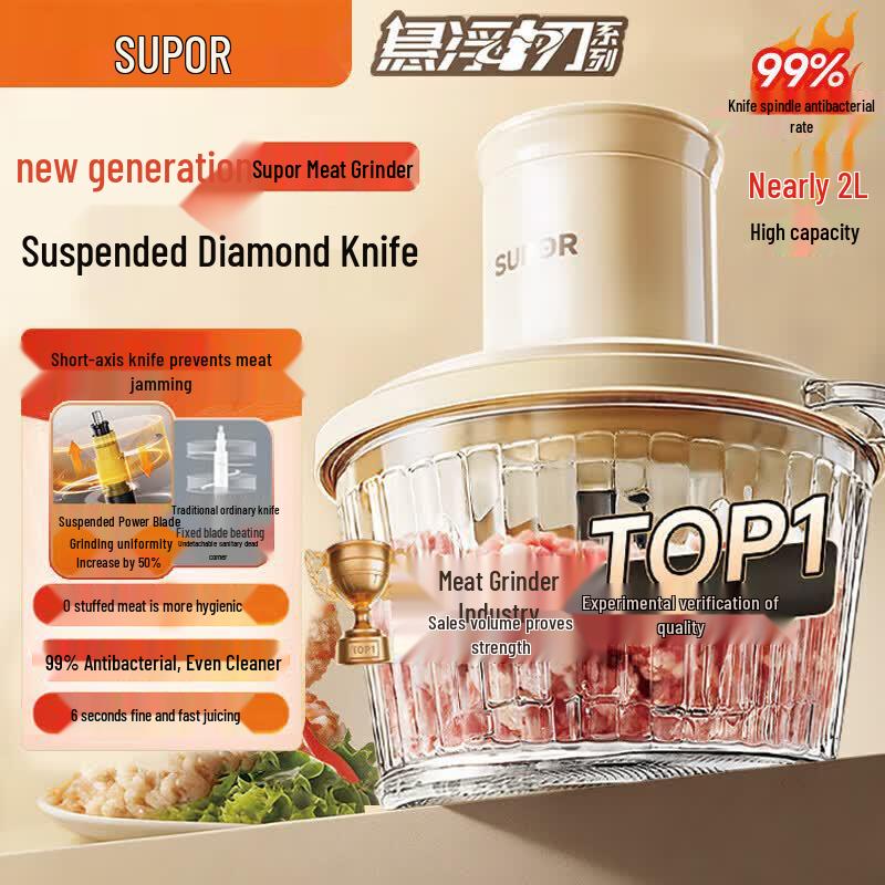 SUPOR 1.75L Electric Food Chopper & Meat Grinder