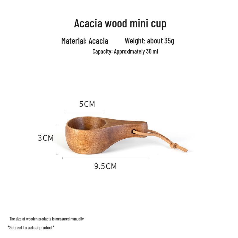 South American Walnut Coffee Cup with Finnish Design and Anti-Scald Acacia Wood Lanyard Handle