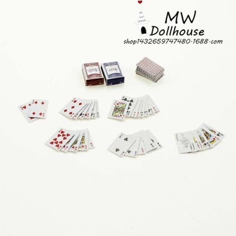 Mini Cute 1:12 Dollhouse Miniatures Poker Home Decoration Poker Cards Playing Game for Doll
