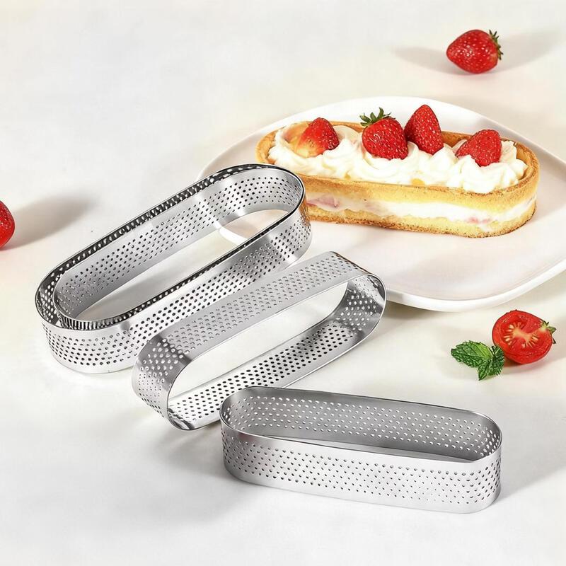 MDNG French Style Perforated Oval Tart Ring Set (4 Pack)