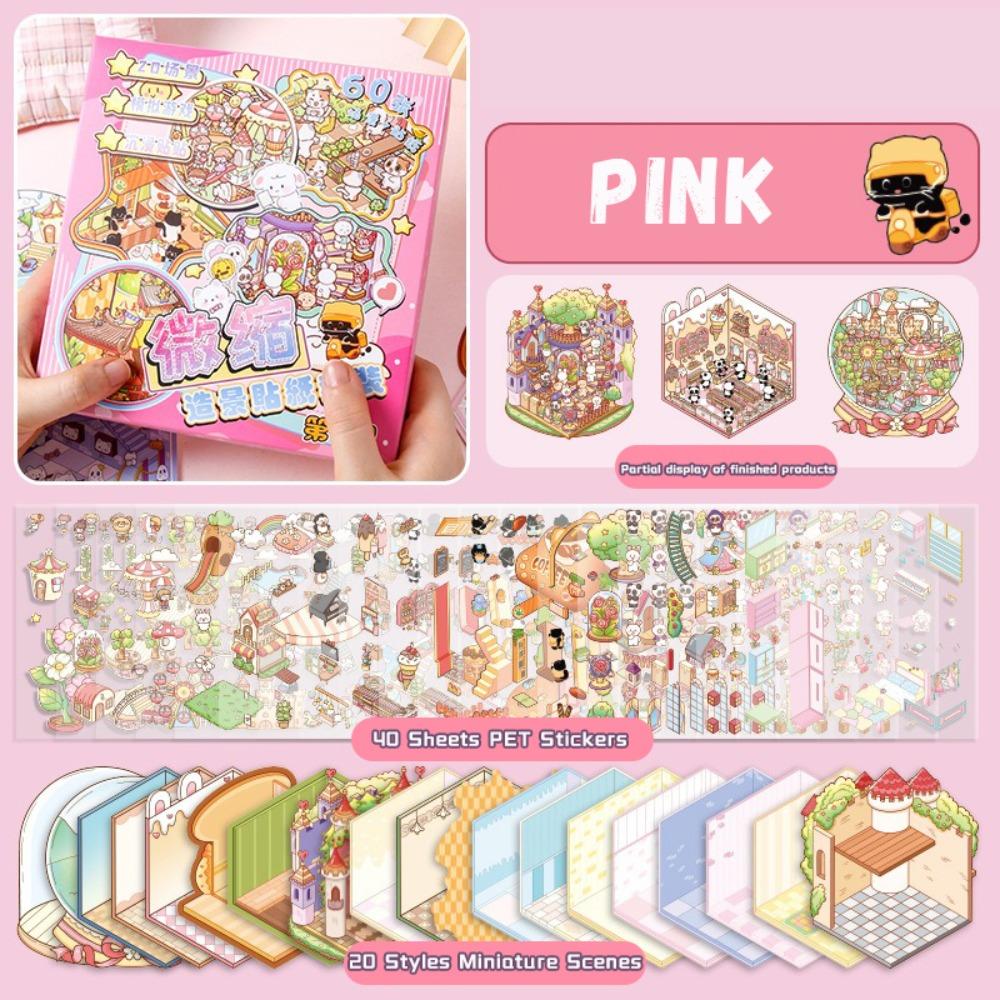 PET 3D Landscape Sticker Decompression Miniature Scene Collage DIY Cabin Scene Sticker  Boys/Girls