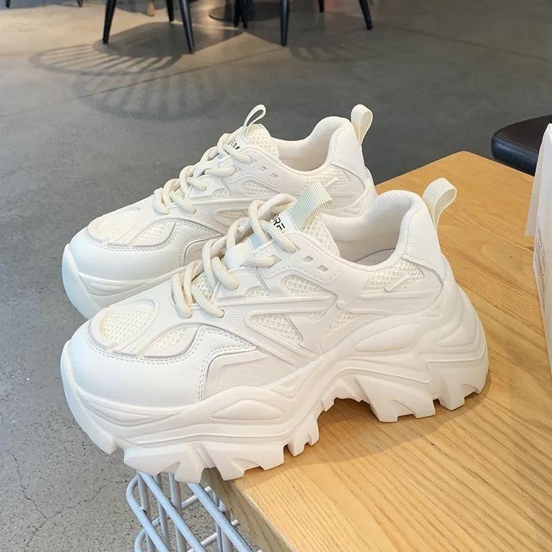 Fried Street Platform Shoes Women's Breathable Mesh Spring and Autumn New Black Versatile Casual Sneakers Tide