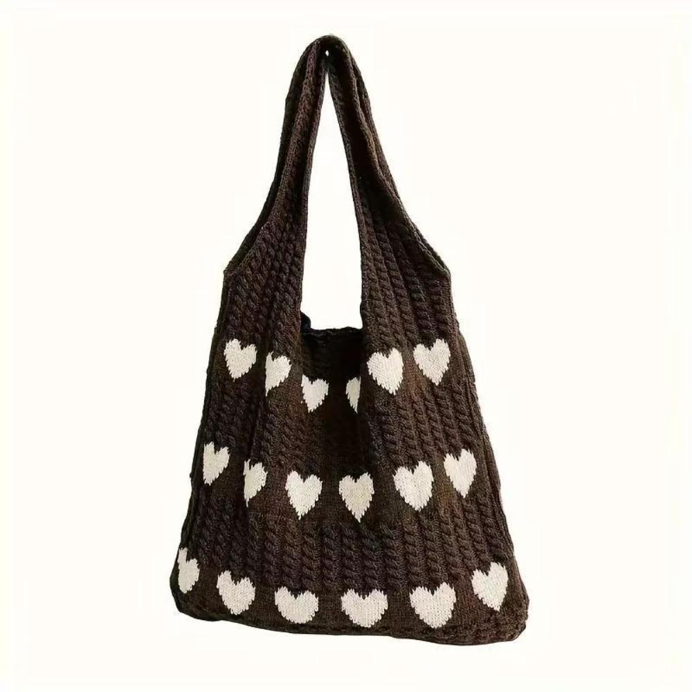 Summer Love Hollowed Out Knitted Bag Large Capacity Storage Bag Crochet Tote Bag Bohemian Handbag Weave Bag Beach