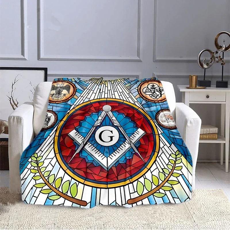 Fashion Masonic Portable Sofa Throw Blanket Freemason Flannel Warm Four Seasons Camping Blanket Freemasonry Multi Size Blankets