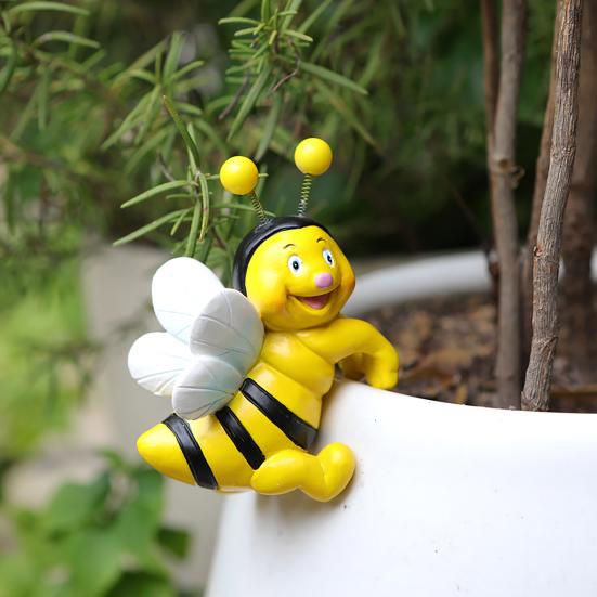 2 ks včelí květináč ozdoba závěsná socha včely pryskyřice kreslená figurka včely medonosné pro hrnkové rostliny květináč okraj dekorace