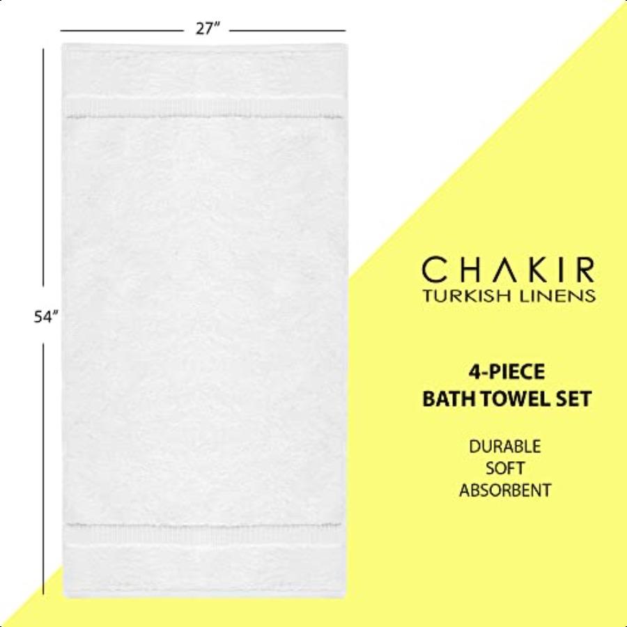 Hotel Spa Quality 100 Cotton Premium Turkish Towels Soft Absorbent 4Piece Bath Towels White