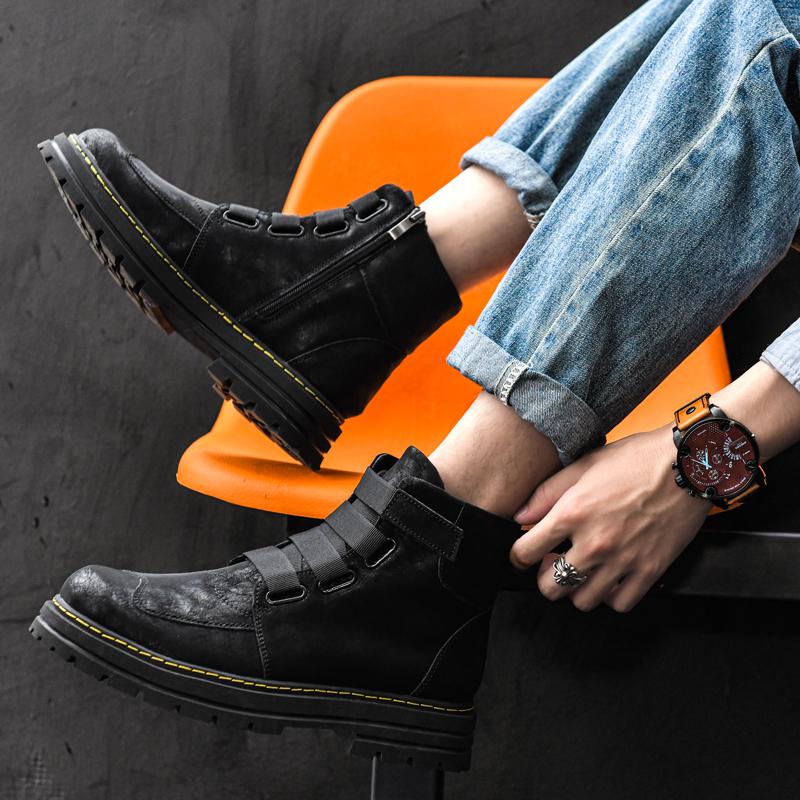 Unisex ručně vyráběné retro pánské boty z přírodní hovězí kůže Vodotěsné kotníkové sněhule Pánské boty