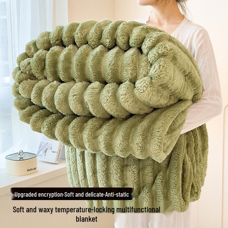 Cross-border Drawstring Rabbit Hair Flannel Blanket Cover for Spring and Autumn - Simple Airline Nap Blanket