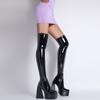 Sexy boots autumn and winter new women's long tube over the knee leg boots high water table thick heel side zipper fashion boots