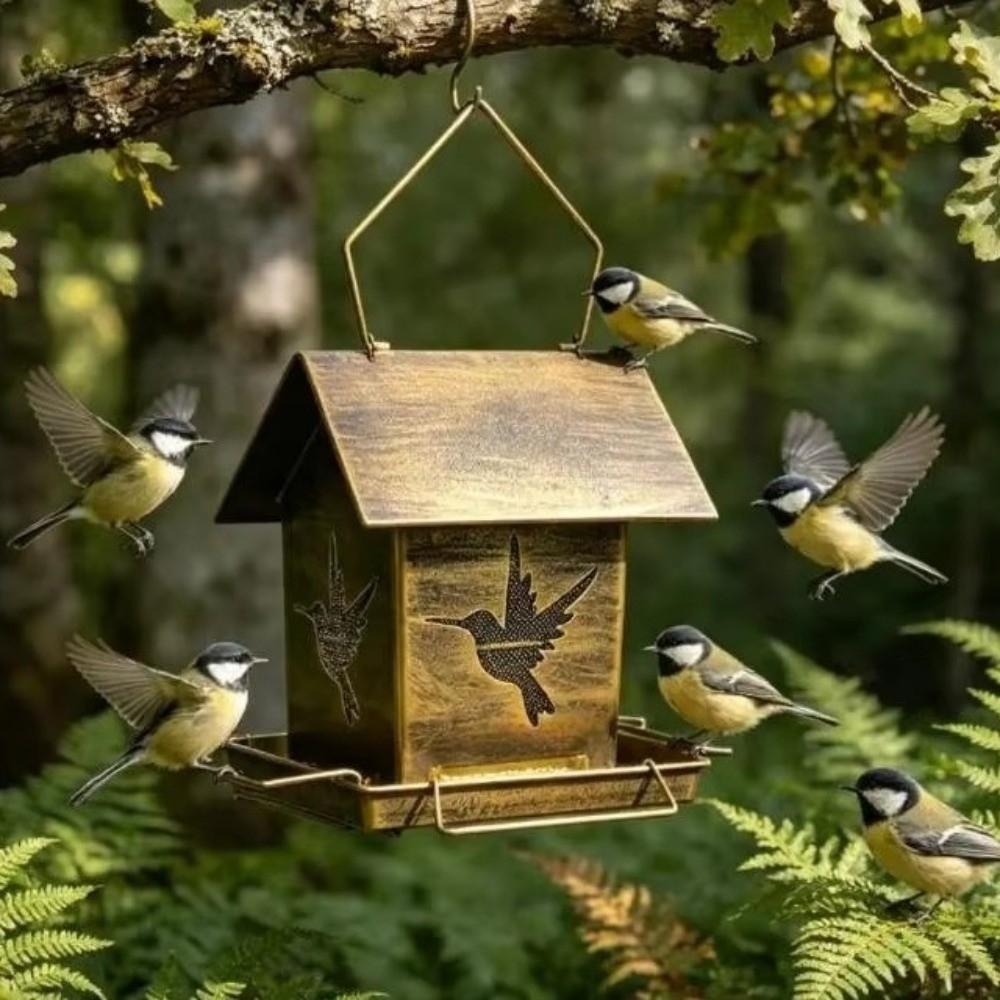 Large Capacity Hanging Metal Bird Feeder Windproof Wildlife Shelter Nature Lovers