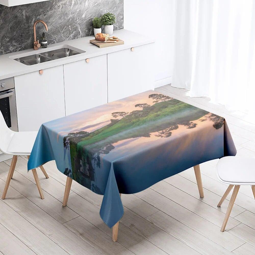 Natural Scenery Tablecloth Landscape  Anti-fouling Waterproof Rectangular Kitchen Dining Table Home Decoration