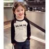 Mädchenmode Langarm-T-Shirt 2025 Frühling Kinder Freizeit Farbkontrast Oberteil