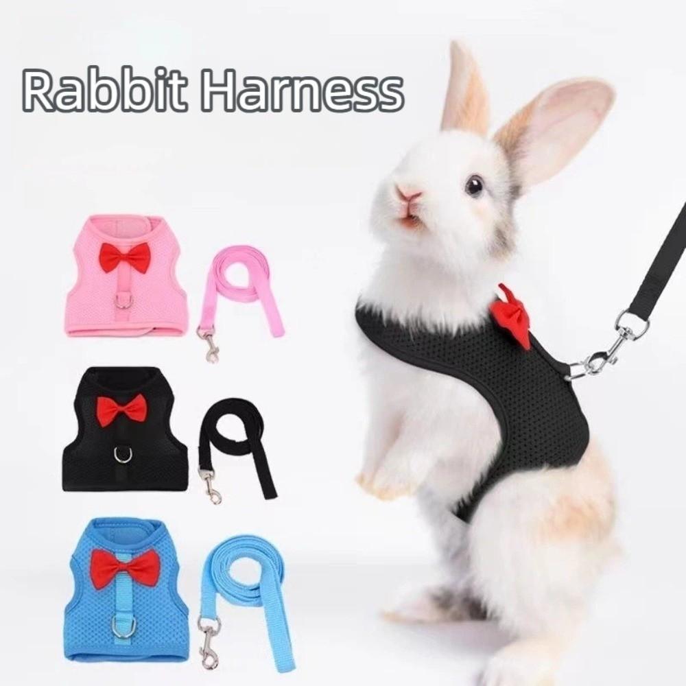 Polyester Rabbit Harness Vest Breathable Pet Walking Leash New Bunny Harness Leash  Small Pets Use