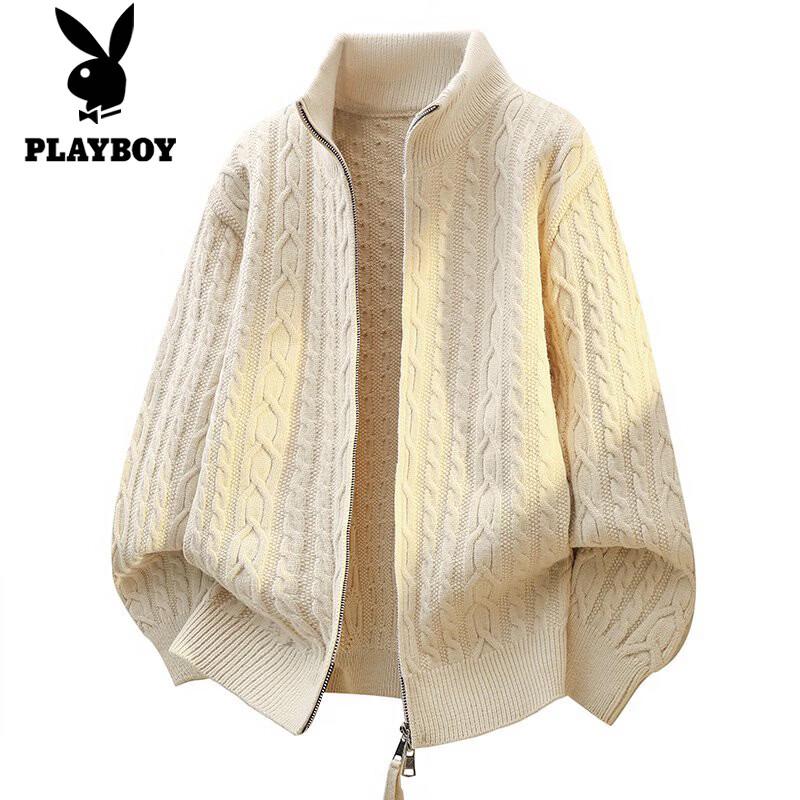 PLAYBOY Old Money Cable Knit Cardigan Sweater