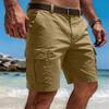 Herr Cargo Shorts med Flera Fickor Avslappnad Passform Bomull Casual Shorts för Utomhusarbete Vandring Resor Vardagsbruk
