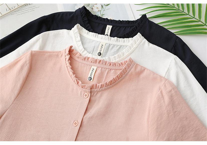 2026 Spring Plus Size Elegant Long Sleeve Shirt with Ruffle Collar