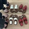 Vintage New Monsoon Fairy One-word Slippers 2025 Beach Sandals Cover Toe Open-toe Metal Buckle French