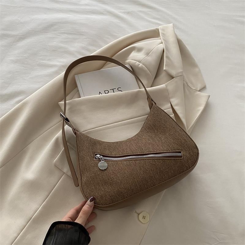 Stylish Korean-inspired Casual Moon Bag In Black Blue Brown Lake Blue And Cream For Trendy Street Fashion