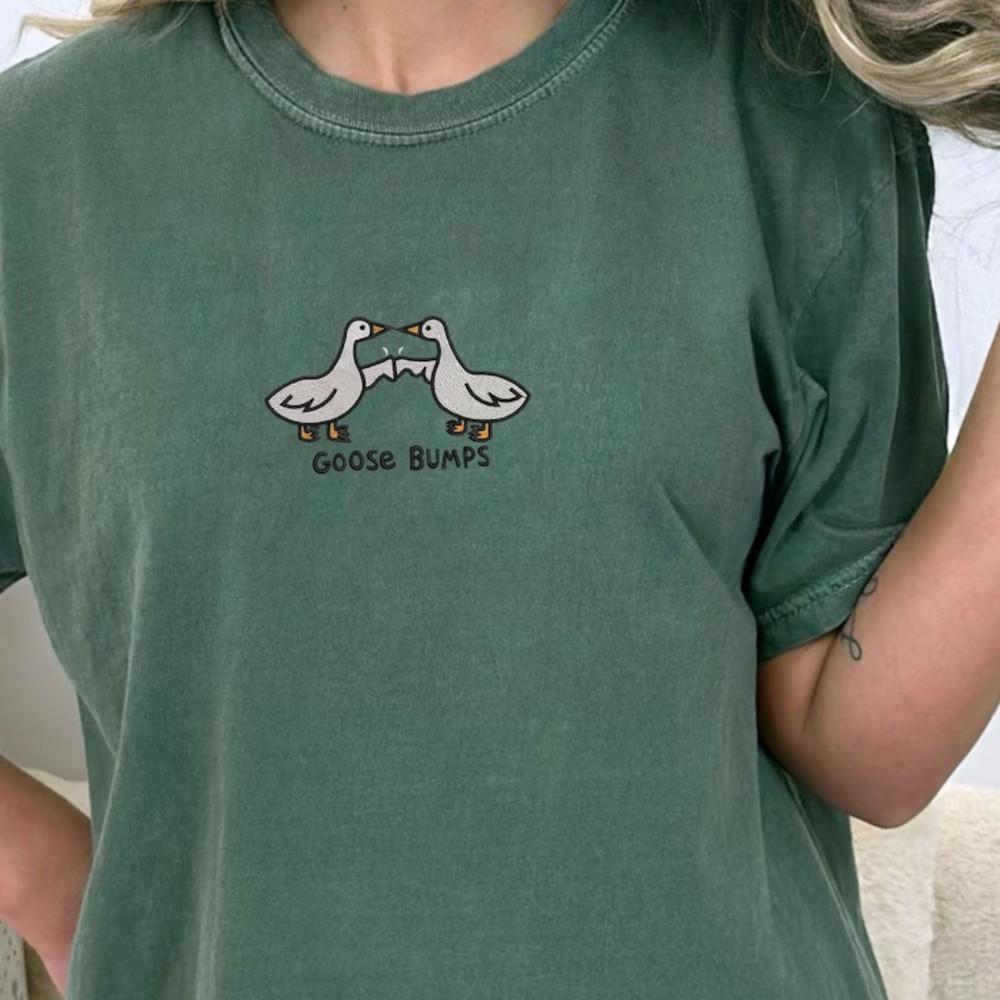 Goose Embroidered T-shirt Embroidered Tshirt Embroidered Shirt Animal Shirt Unisex T-Shirt XL